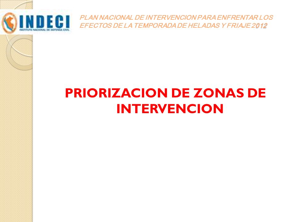 PRIORIZACION DE ZONAS DE INTERVENCION