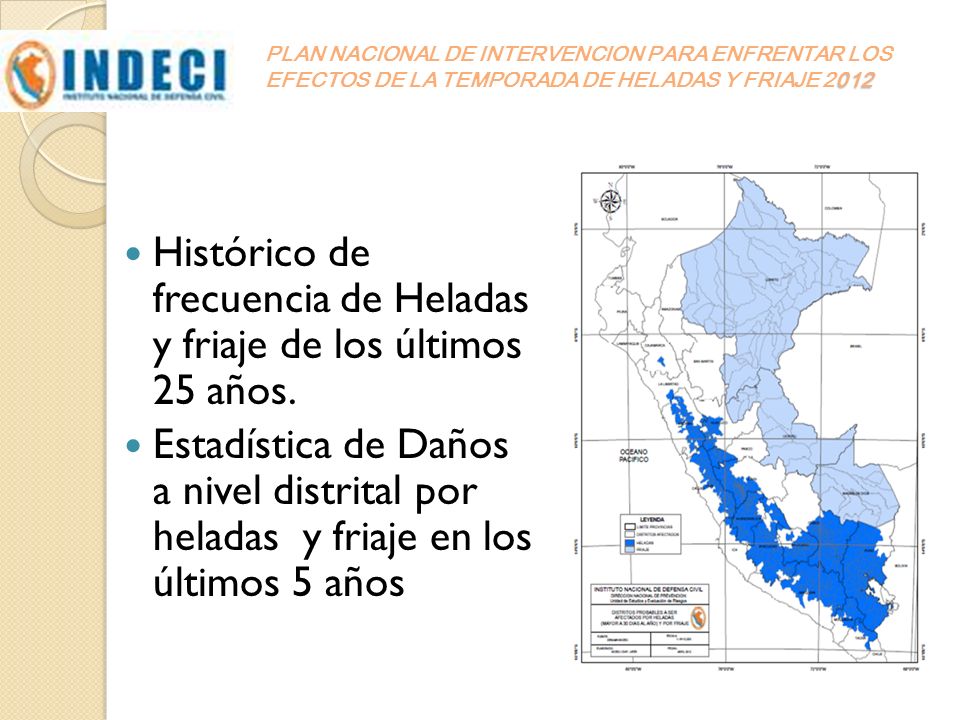 Histórico de frecuencia de Heladas y friaje de los últimos 25 años.