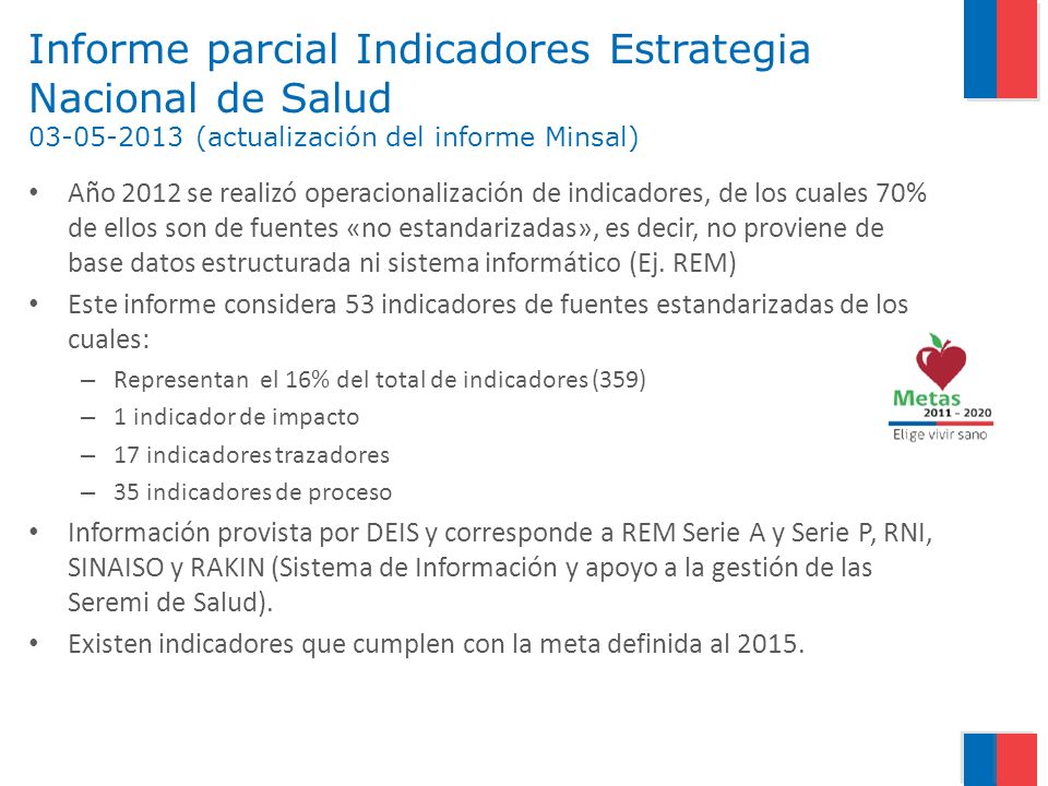 Informe parcial Indicadores Estrategia Nacional de Salud (actualización del informe Minsal)