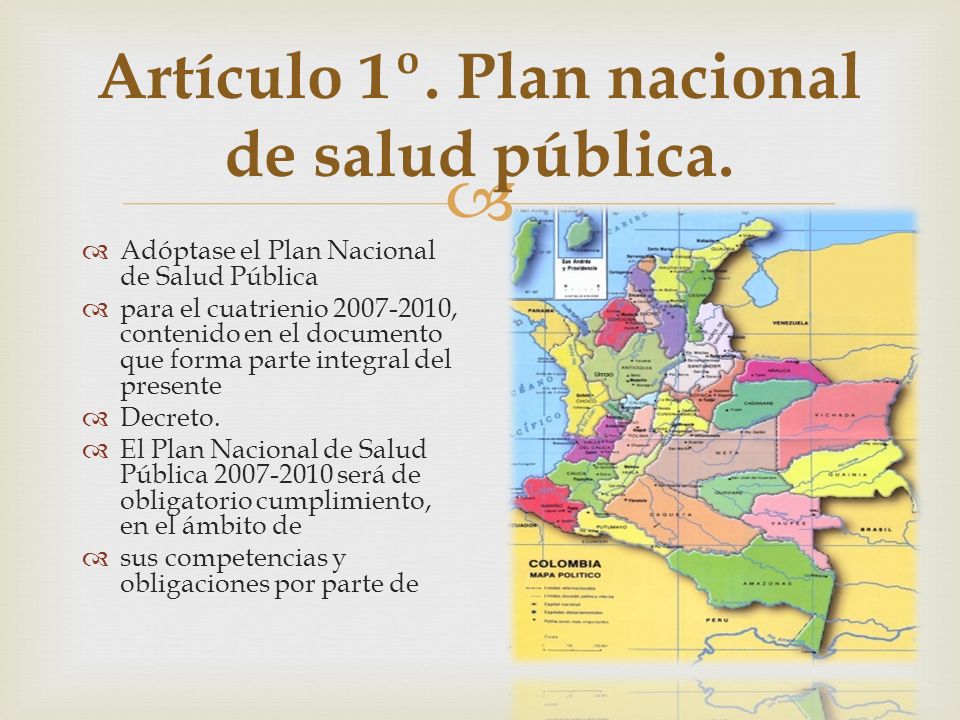 Artículo 1º. Plan nacional de salud pública.