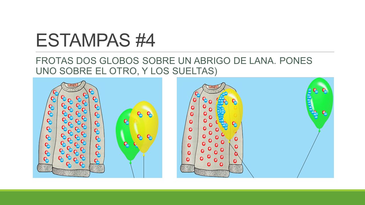 ESTAMPAS #4 Frotas dos globos sobre un abrigo de lana. Pones uno sobre el otro, y los sueltas)