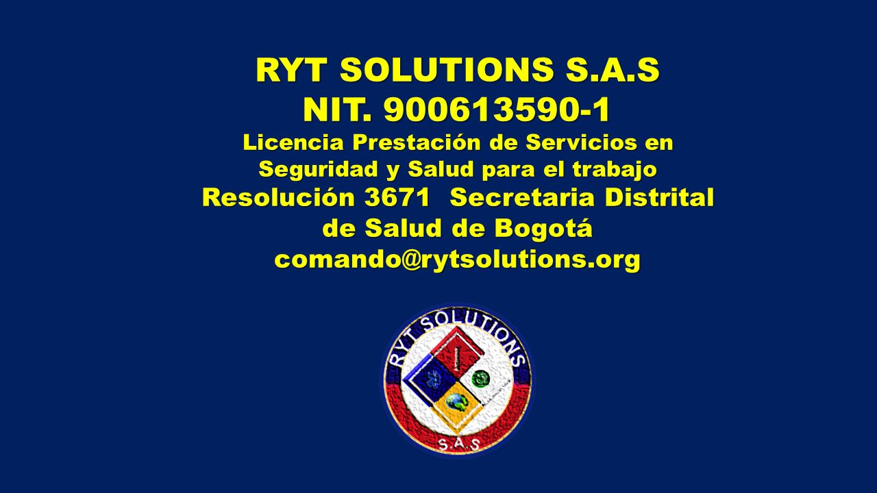 RYT SOLUTIONS S.A.S NIT Licencia Prestación de Servicios en Seguridad y Salud para el trabajo.