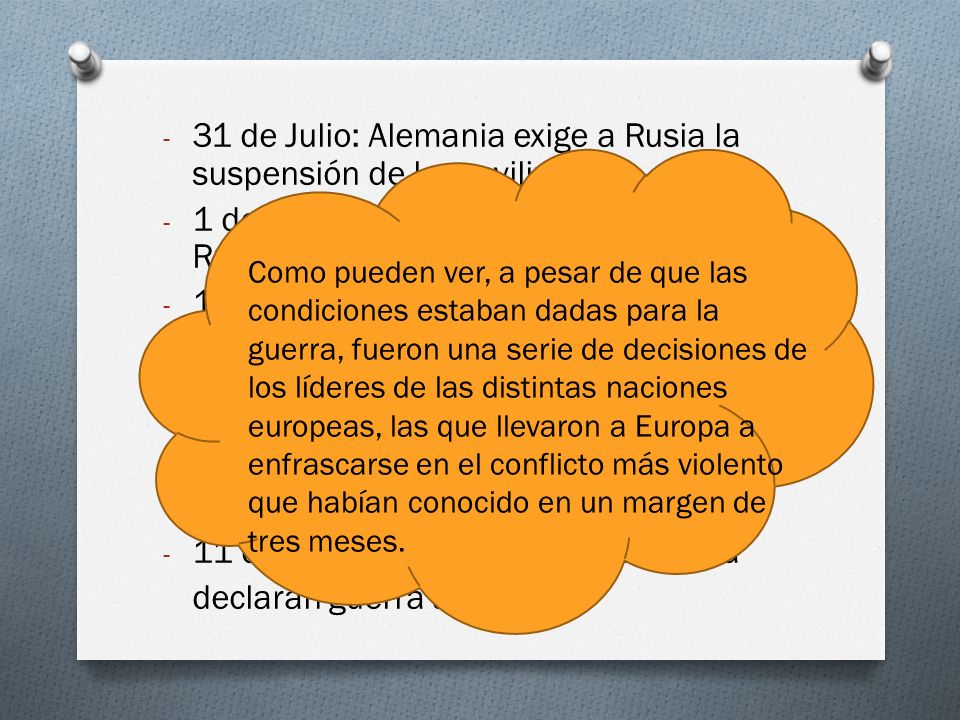 31 de Julio: Alemania exige a Rusia la suspensión de la movilización.