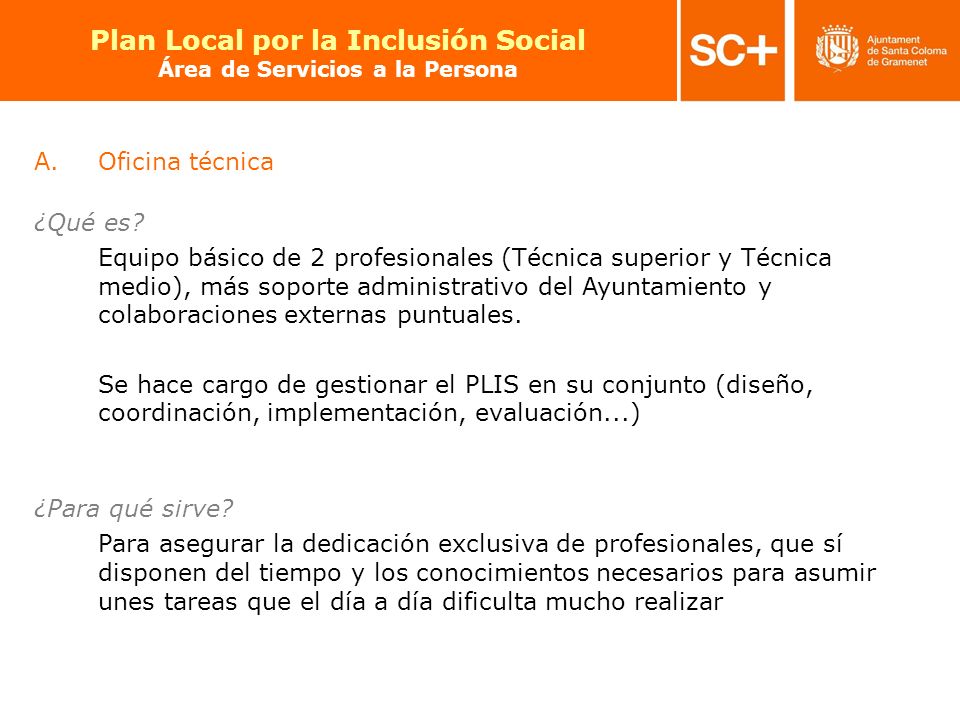 Plan Local por la Inclusión Social Área de Servicios a la Persona
