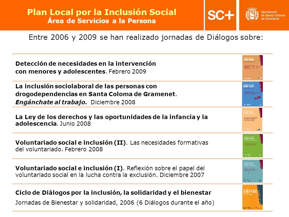 Plan Local por la Inclusión Social Área de Servicios a la Persona