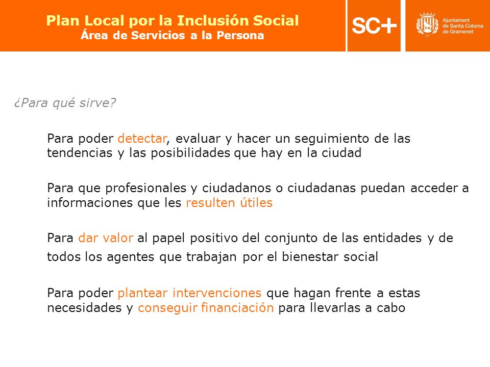 Plan Local por la Inclusión Social Área de Servicios a la Persona