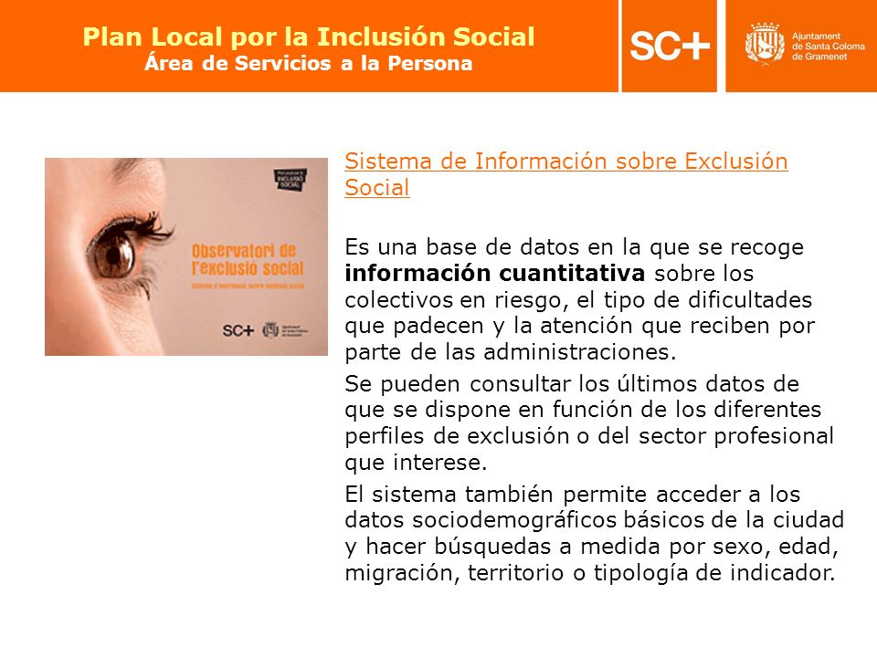 Plan Local por la Inclusión Social Área de Servicios a la Persona