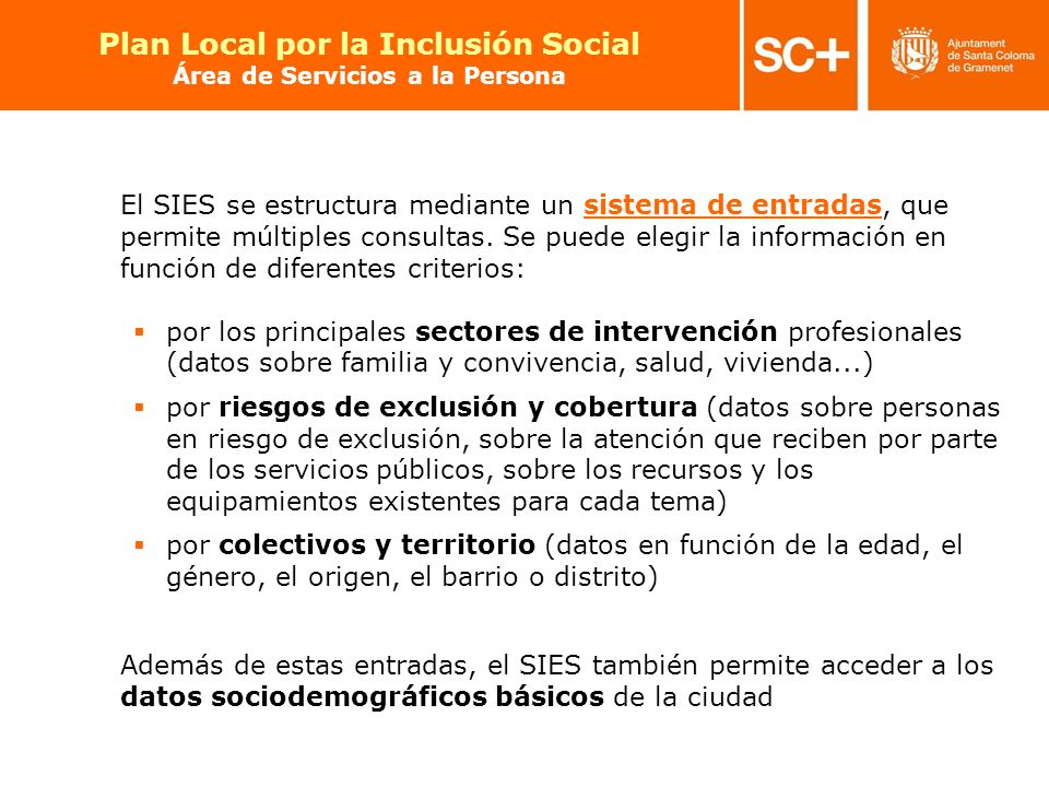 Plan Local por la Inclusión Social Área de Servicios a la Persona