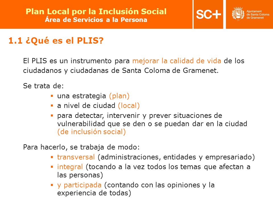 Plan Local por la Inclusión Social Área de Servicios a la Persona