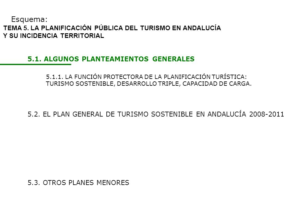 Esquema: TEMA 5. LA PLANIFICACIÓN PÚBLICA DEL TURISMO EN ANDALUCÍA