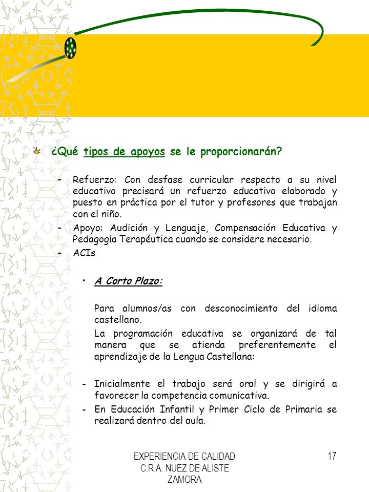 EXPERIENCIA DE CALIDAD C.R.A. NUEZ DE ALISTE ZAMORA
