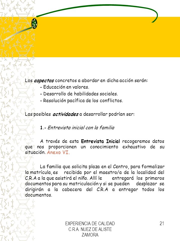 EXPERIENCIA DE CALIDAD C.R.A. NUEZ DE ALISTE ZAMORA