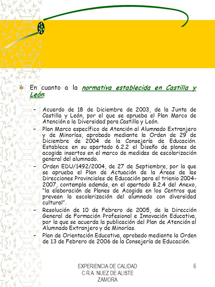 EXPERIENCIA DE CALIDAD C.R.A. NUEZ DE ALISTE ZAMORA
