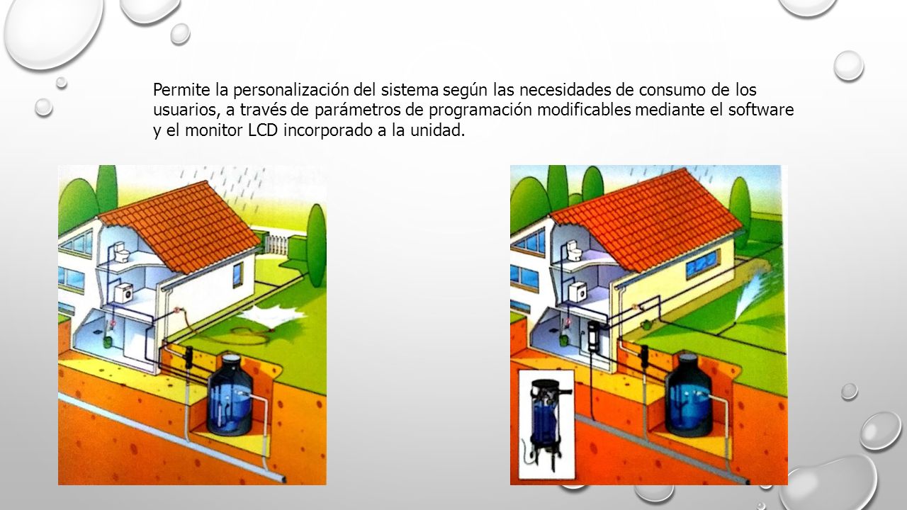 Permite la personalización del sistema según las necesidades de consumo de los usuarios, a través de parámetros de programación modificables mediante el software y el monitor LCD incorporado a la unidad.