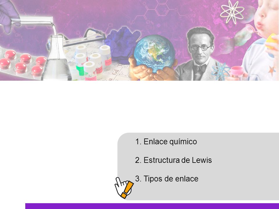 1. Enlace químico 2. Estructura de Lewis 3. Tipos de enlace