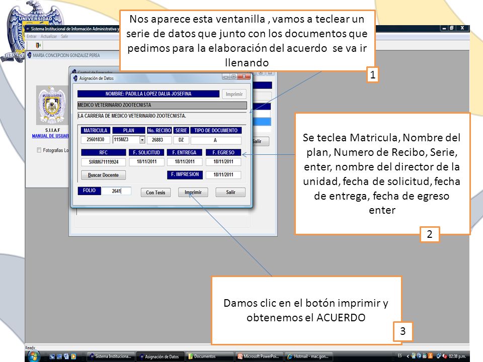 Damos clic en el botón imprimir y obtenemos el ACUERDO