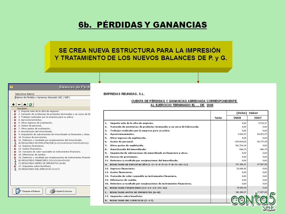 6b. PÉRDIDAS Y GANANCIAS SE CREA NUEVA ESTRUCTURA PARA LA IMPRESIÓN