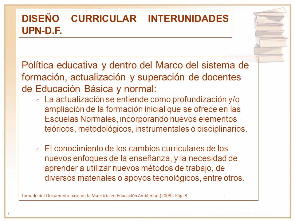 DISEÑO CURRICULAR INTERUNIDADES UPN-D.F.