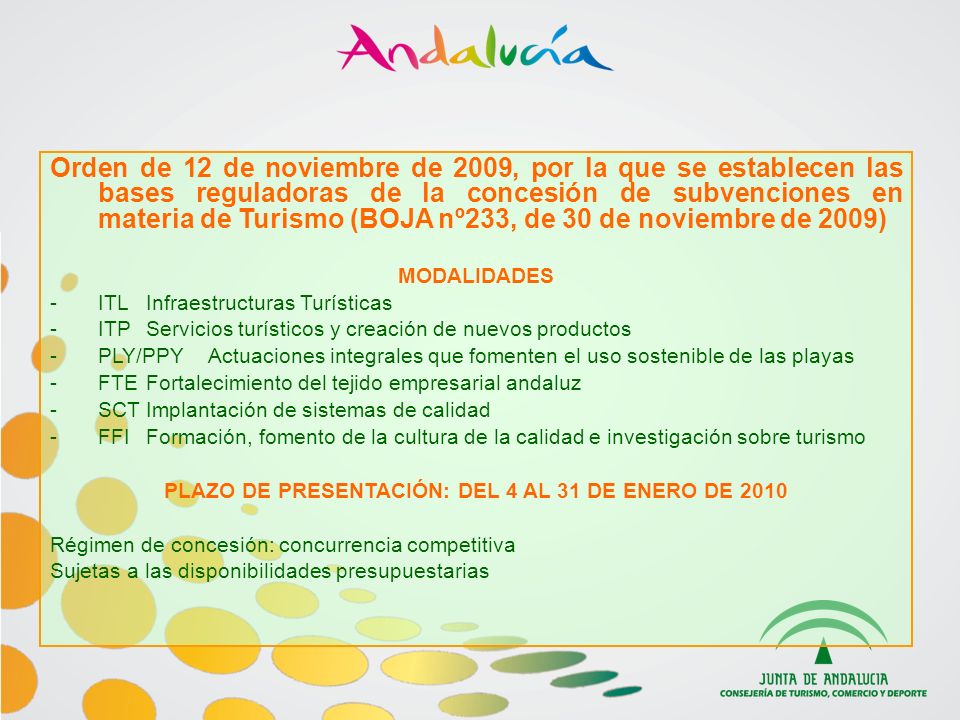 PLAZO DE PRESENTACIÓN: DEL 4 AL 31 DE ENERO DE 2010