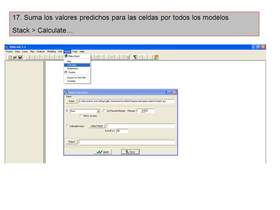 17. Suma los valores predichos para las celdas por todos los modelos