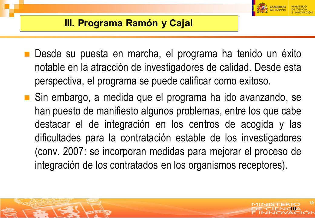 III. Programa Ramón y Cajal