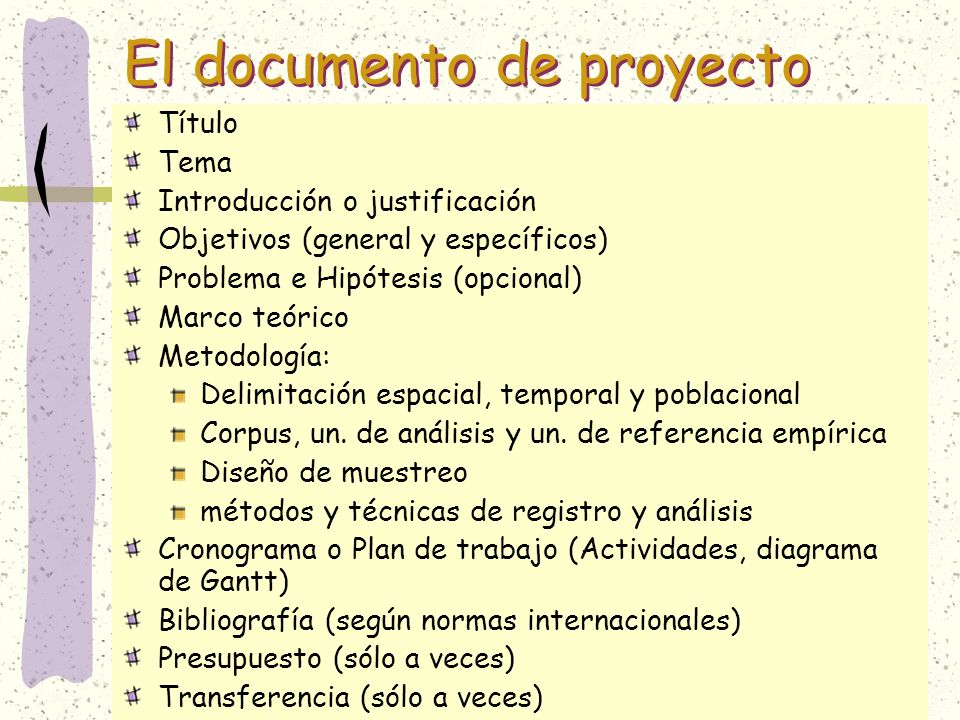 El documento de proyecto
