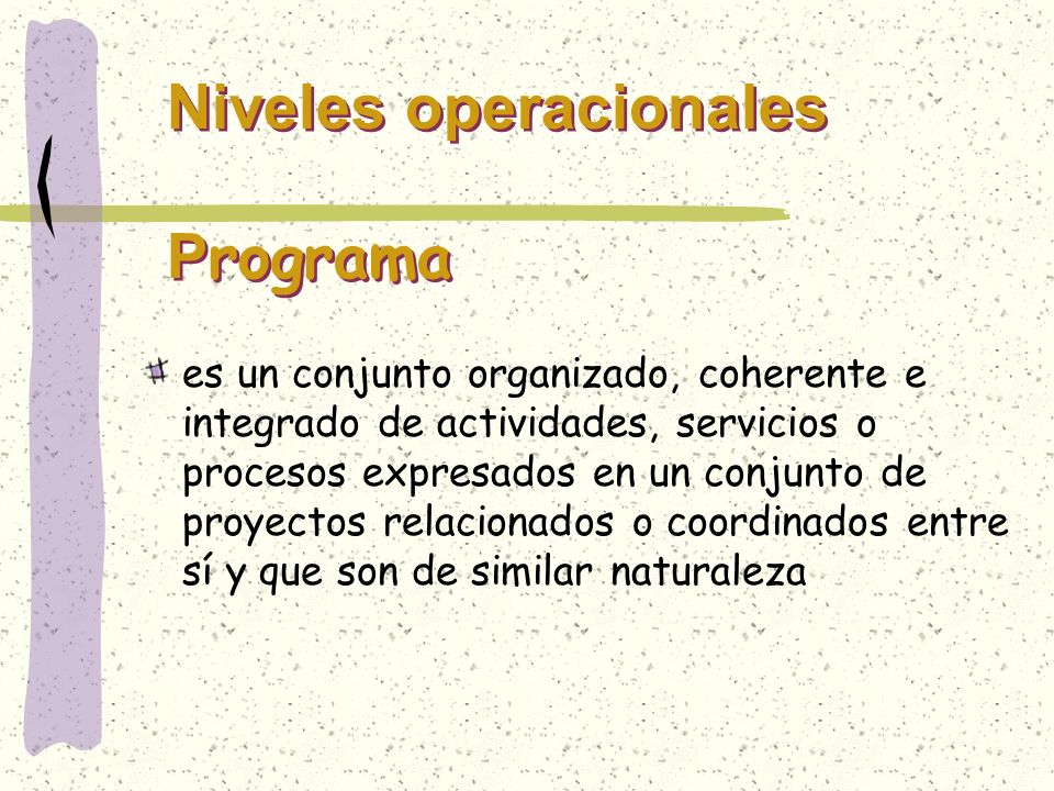 Niveles operacionales Programa