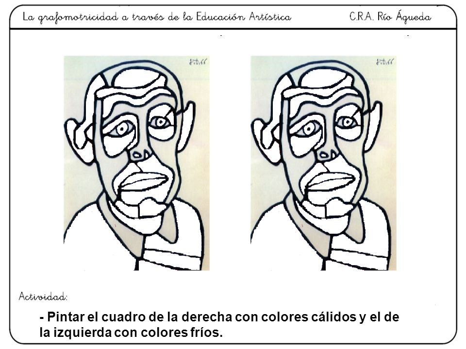 - Pintar el cuadro de la derecha con colores cálidos y el de la izquierda con colores fríos.