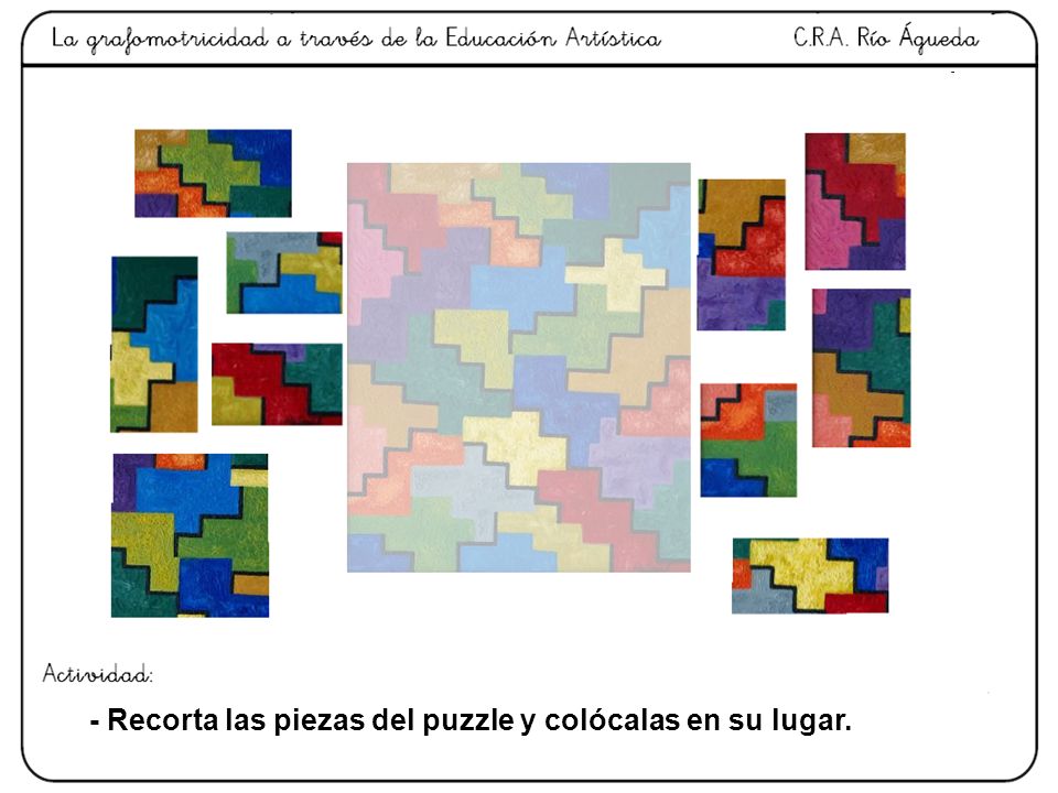 - Recorta las piezas del puzzle y colócalas en su lugar.