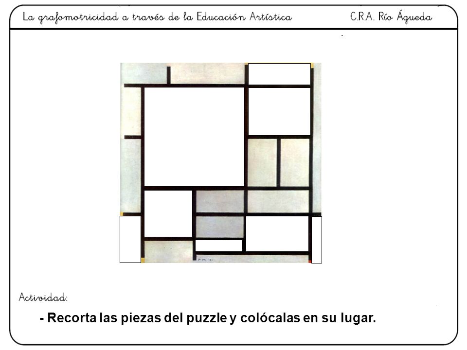 - Recorta las piezas del puzzle y colócalas en su lugar.