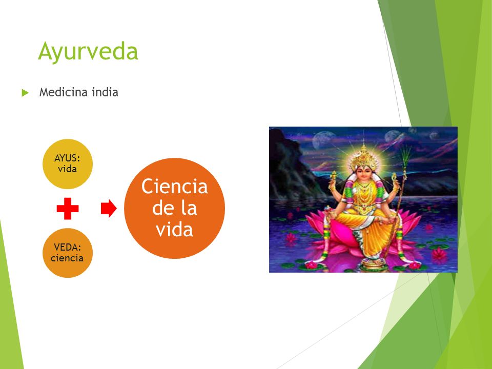 Ayurveda Medicina india AYUS: vida VEDA: ciencia Ciencia de la vida