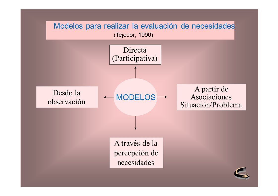 Modelos para realizar la evaluación de necesidades (Tejedor, 1990)