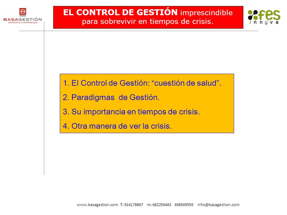 El Control de Gestión: cuestión de salud . Paradigmas de Gestión.
