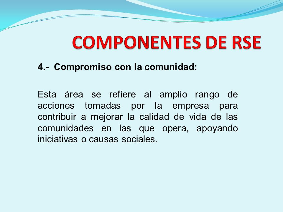COMPONENTES DE RSE 4.- Compromiso con la comunidad: