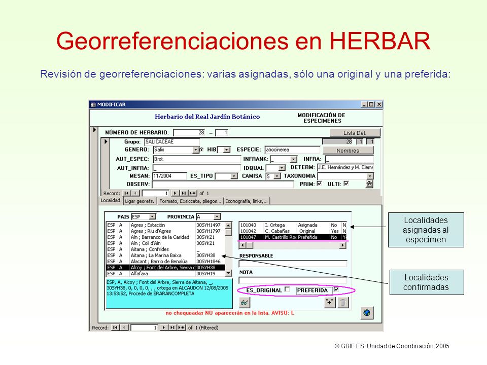 Georreferenciaciones en HERBAR