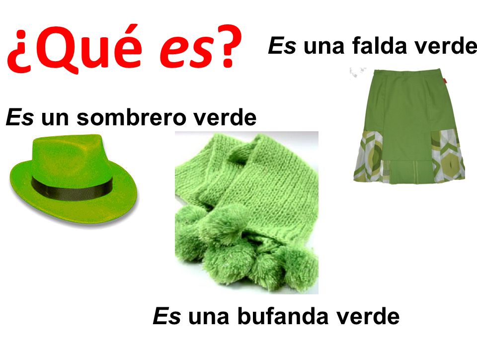 ¿Qué es Es una falda verde Es un sombrero verde Es una bufanda verde