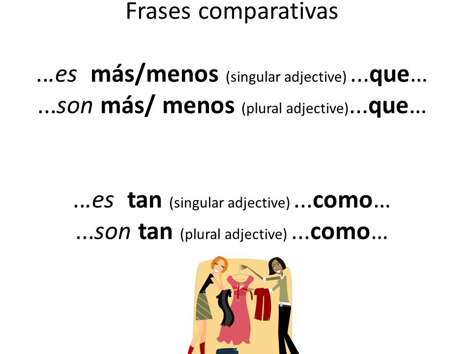 Frases comparativas. es más/menos (singular adjective). que…
