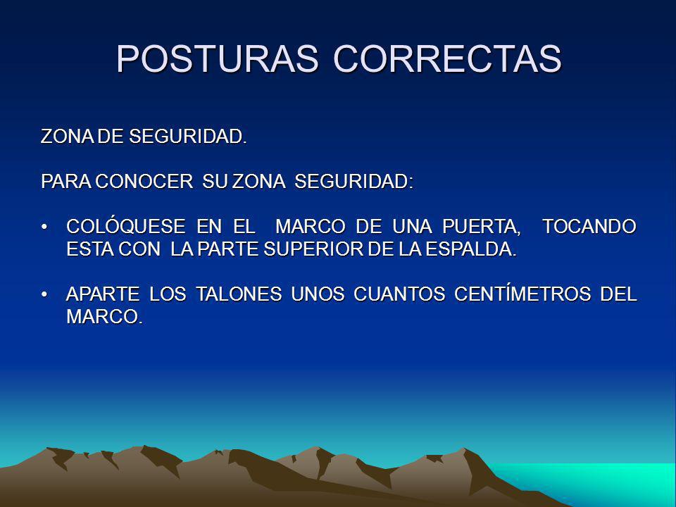 POSTURAS CORRECTAS ZONA DE SEGURIDAD. PARA CONOCER SU ZONA SEGURIDAD: