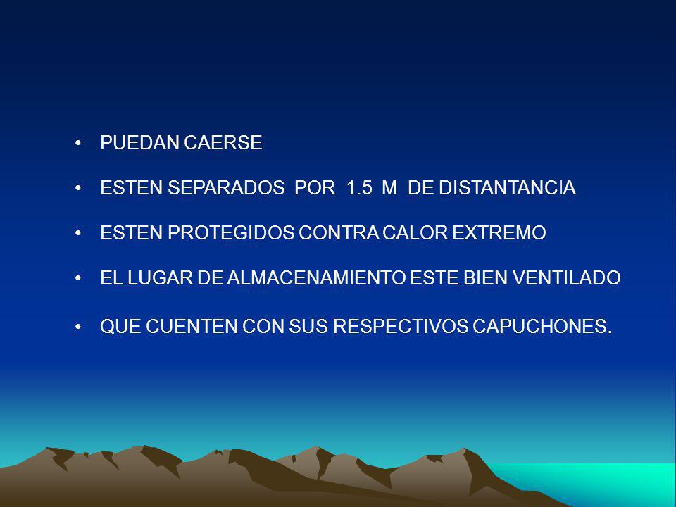 PUEDAN CAERSE ESTEN SEPARADOS POR 1.5 M DE DISTANTANCIA. ESTEN PROTEGIDOS CONTRA CALOR EXTREMO.