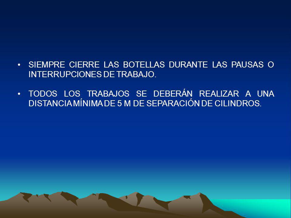 SIEMPRE CIERRE LAS BOTELLAS DURANTE LAS PAUSAS O INTERRUPCIONES DE TRABAJO.