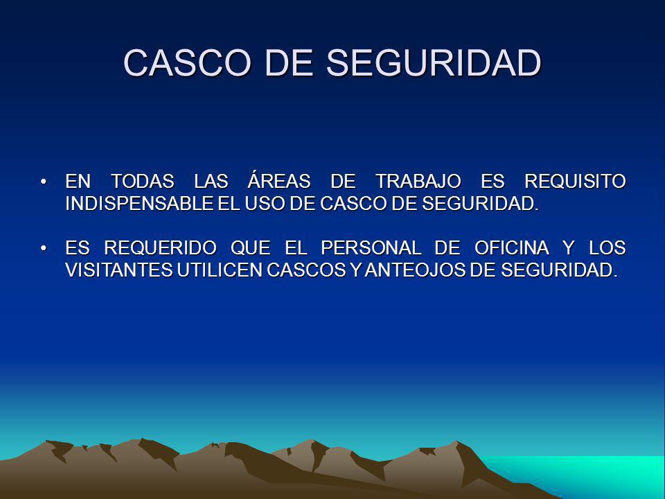 CASCO DE SEGURIDAD EN TODAS LAS ÁREAS DE TRABAJO ES REQUISITO INDISPENSABLE EL USO DE CASCO DE SEGURIDAD.