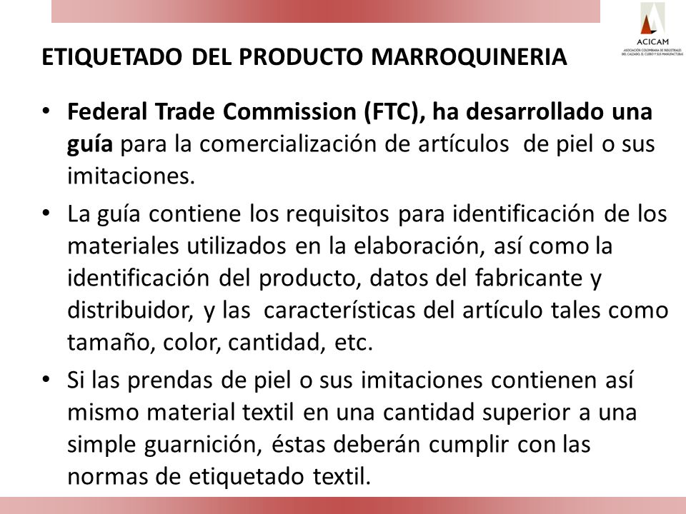 ETIQUETADO DEL PRODUCTO MARROQUINERIA
