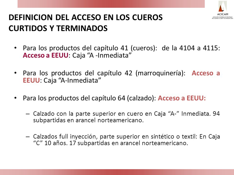 DEFINICION DEL ACCESO EN LOS CUEROS CURTIDOS Y TERMINADOS