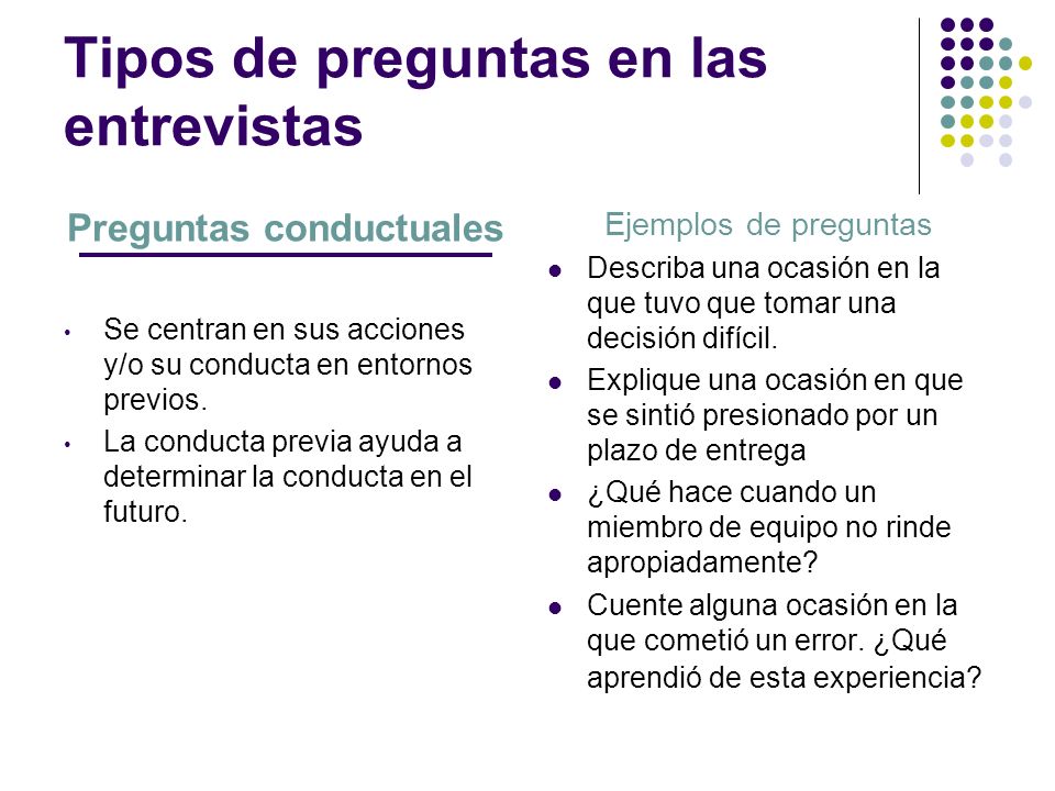 Tipos de preguntas en las entrevistas