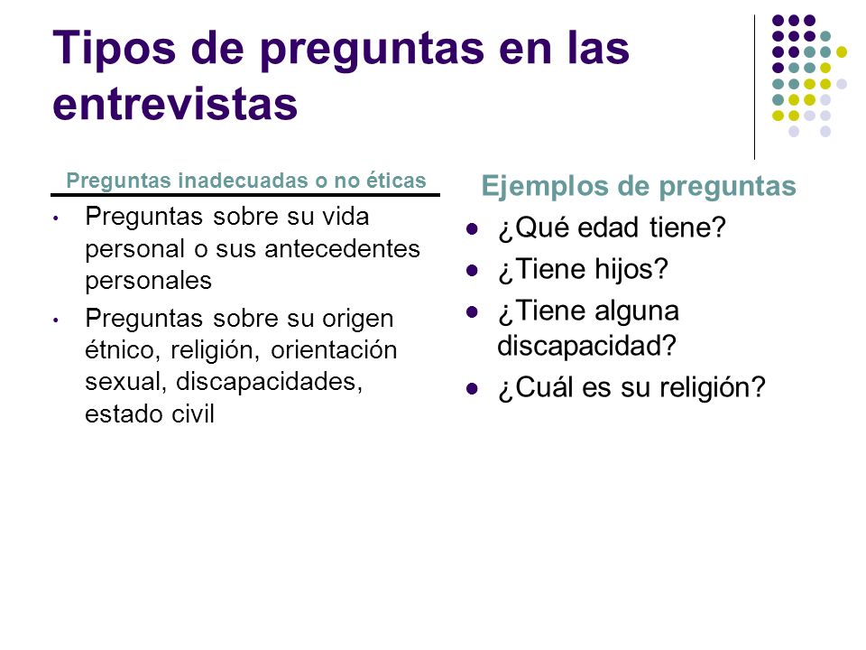 Tipos de preguntas en las entrevistas