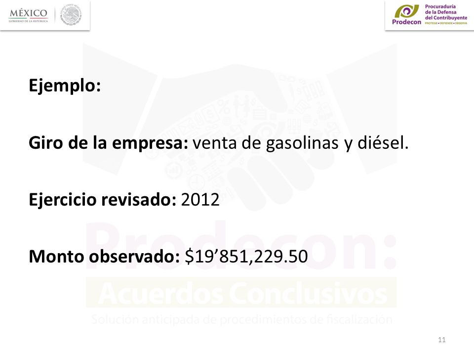 Ejemplo: Giro de la empresa: venta de gasolinas y diésel
