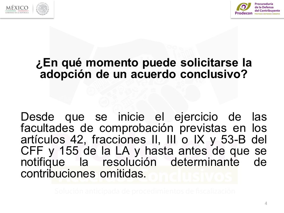 ¿En qué momento puede solicitarse la adopción de un acuerdo conclusivo