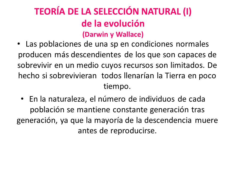 TEORÍA DE LA SELECCIÓN NATURAL (I) de la evolución (Darwin y Wallace)