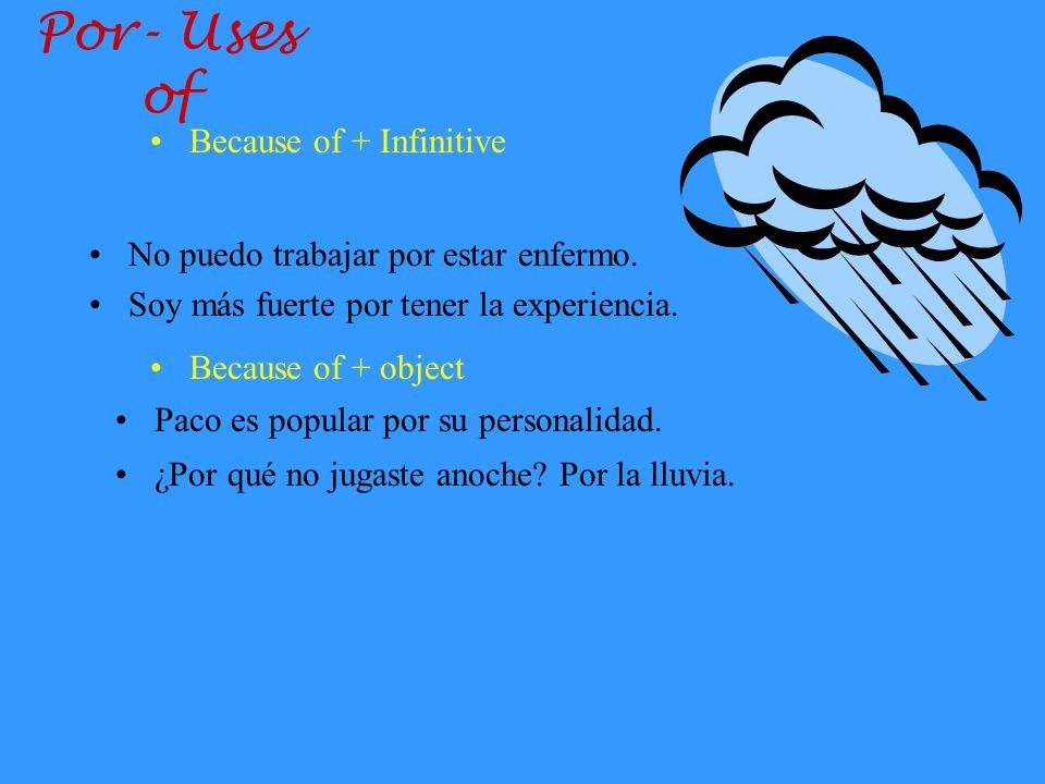 Por- Uses of Because of + Infinitive