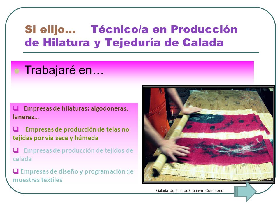 Si elijo… Técnico/a en Producción de Hilatura y Tejeduría de Calada